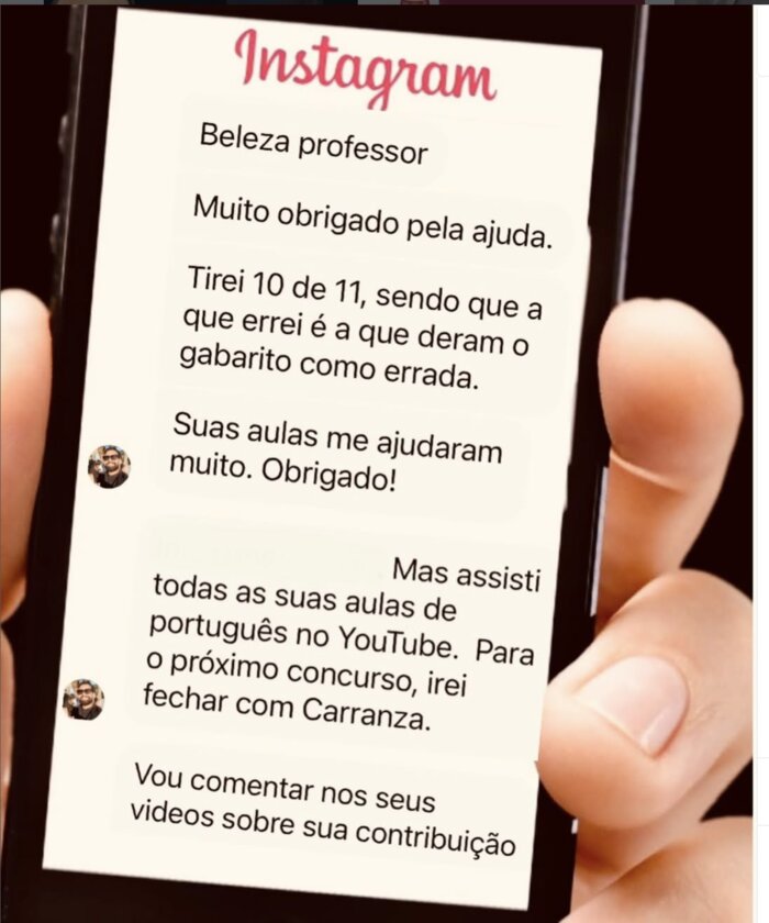 Depoimento: acertou 10 de 11 questões de português